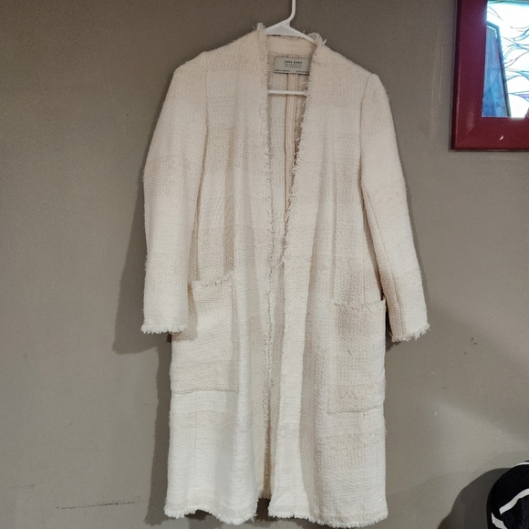 Zara Jackets & Blazers - zara white/ ivory coat cardigan size s/m x28